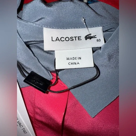 Lacoste Color block silk sleeveless shirt dress- Size 40 - Picture 7 of 12
